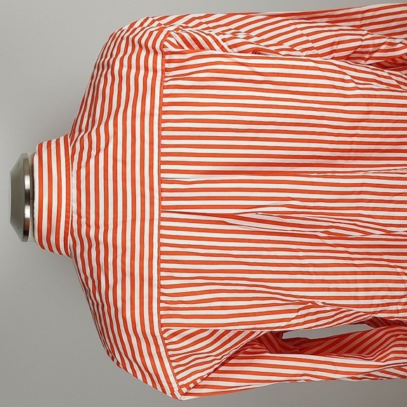 Y2K Brooks Brothers Orange White Striped Button Down Shirt Cotton SZ Large - Picture 9 of 11
